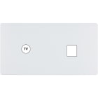 MODELEC - Façade "M" Blanc Mat Double Horizontale 1 Prise Tv 1 Media magnétique