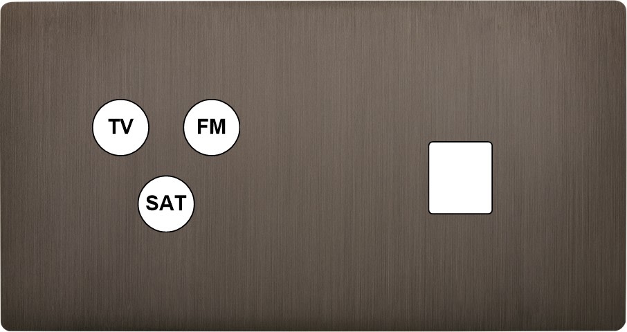 MODELEC - Façade "M" Laiton Canon De Fusil Double Horizontale 1 Tv-Fm-Sat 1 Media magnétiq