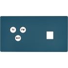 MODELEC - Façade "M" Gris Mat Double Horizontale 1 Tv-Fm-Sat 1 Media magnétique