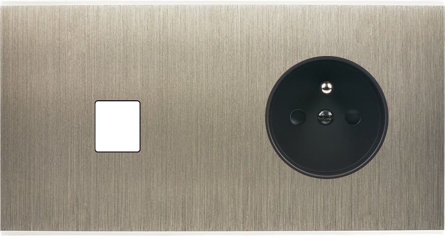 MODELEC - Façade Confidence Laiton Acier Brosse Double Horizontale M1 PC