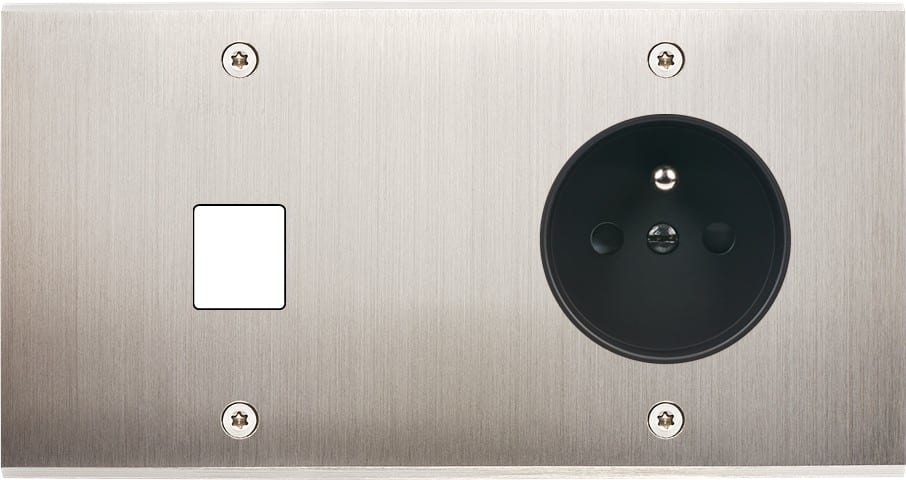 MODELEC - Façade Confidence Laiton Nickel Satine Double Horizontale M1 PC à Vis