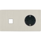 MODELEC - Façade "M" Nickel Brosse Double Horizontale 1 Media 1 Prise Schuko magnétique