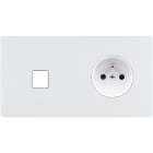 MODELEC - Façade "M" Blanc Mat Double Horizontale 1 Media 1 Prise magnétique