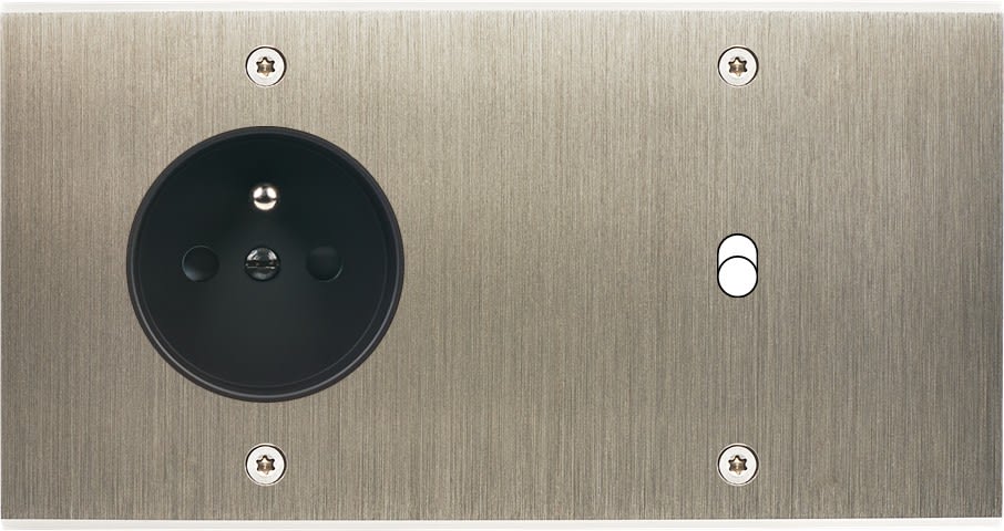 MODELEC - Façade Confidence Laiton Acier Brosse Double Horizontale PC B1 à Vis