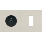 MODELEC - Façade "M" Nickel Brosse Double Horizontale 1 Prise 1 Bouton magnétique