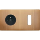 MODELEC - Façade "M" Laiton Vieux Bronze Double Horizontale 1 Prise 1 Bouton magnétique