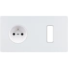 MODELEC - Façade "M" Blanc Mat Double Horizontale 1 Prise 1 Bouton magnétique