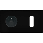 MODELEC - Façade "M" Noir Mat Double Horizontale 1 Prise 1 Bouton magnétique