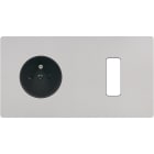 MODELEC - Façade "M" Nickel Sable Double Horizontale 1 Prise 1 Bouton magnétique