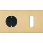 MODELEC - Façade "M" Laiton Miroir Double Horizontale 1 Prise Schuko 1 Bouton magnétique