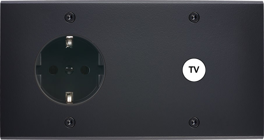 MODELEC - Façade Confidence Laiton Noir Mat Double Horizontale Prise 2P+Tk C1 à Vis