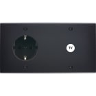 MODELEC - Façade Confidence Laiton Noir Mat Double Horizontale Prise 2P+Tk C1 à Vis