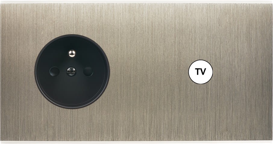 MODELEC - Façade Confidence Laiton Acier Brosse Double Horizontale PC C1