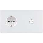 MODELEC - Façade "M" Blanc Mat Double Horizontale 1 Prise Schuko 1 Prise Tv magnétique