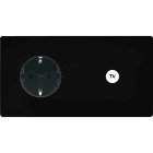 MODELEC - Façade "M" Noir Mat Double Horizontale 1 Prise Schuko 1 Prise Tv magnétique