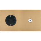 MODELEC - Façade "M" Laiton Sable Double Horizontale 1 Prise Schuko 1 Prise Tv magnétique