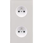 MODELEC - Façade Empreintes ANGLE Blanc Double Verticale 2 Prises de Courant, magnétique