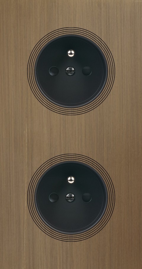 MODELEC - Façade Empreintes VOLUME Vieux Bronze Double Verticale 2 Prises de Courant