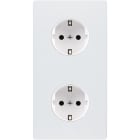 MODELEC - Façade "M" Blanc Mat Double Verticale 1 Prise Schuko 1 Prise Schuko magnétique