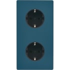 MODELEC - Façade "M" Gris Mat Double Verticale 1 Prise Schuko 1 Prise Schuko magnétique