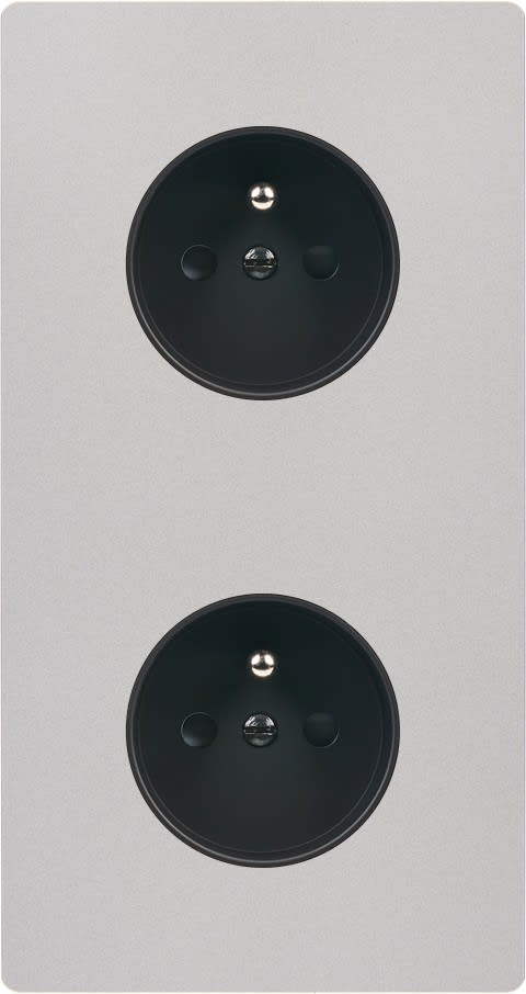 MODELEC - Façade "M" Nickel Sable Double Verticale 1 Prise 1 Prise magnétique