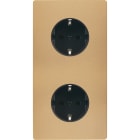 MODELEC - Façade "M" Laiton Sable Double Verticale 1 Prise Schuko 1 Prise Schuko magnétiq