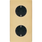 MODELEC - Façade "M" Laiton Miroir Double Verticale 1 Prise Schuko 1 Prise Schuko magnétiq