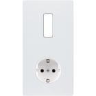 MODELEC - Façade "M" Blanc Mat Double Verticale 1 Bouton 1 Prise Schuko magnétique