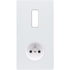 MODELEC - Façade "M" Blanc Mat Double Verticale 1 Bouton 1 Prise magnétique