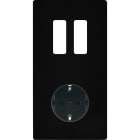 MODELEC - Façade "M" Noir Mat Double Verticale 2 Boutons P magnétique