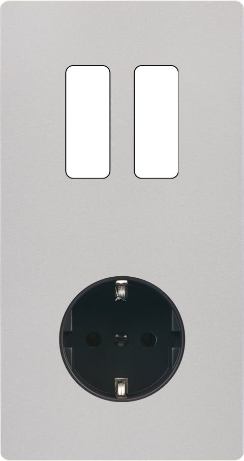 MODELEC - Façade "M" Nickel Sable Double Verticale 2 Boutons P magnétique