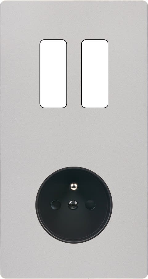 MODELEC - Façade "M" Nickel Sable Double Verticale 2 Boutons magnétique