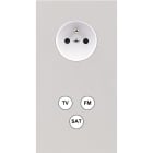 MODELEC - Façade Empreintes PLAN Blanc Double Verticale Prise de Courant Prise TV FM SAT M