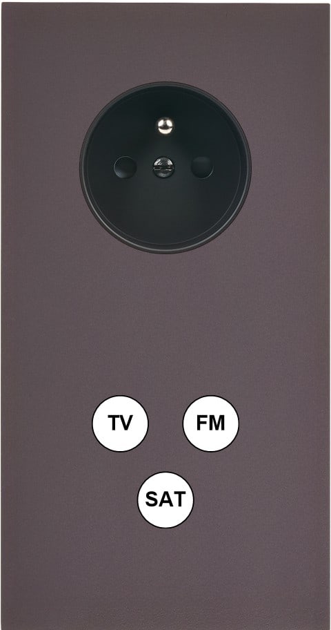 MODELEC - Façade Désir Anthracite Mat Double Verticale PC Tv-Fm-Sat