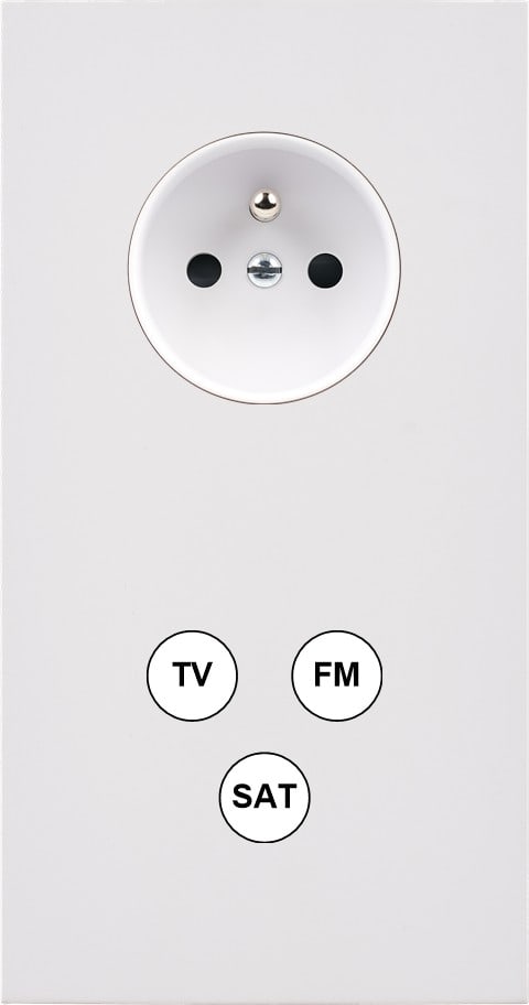 MODELEC - Façade Désir Blanc Mat Double Verticale PC Tv-Fm-Sat