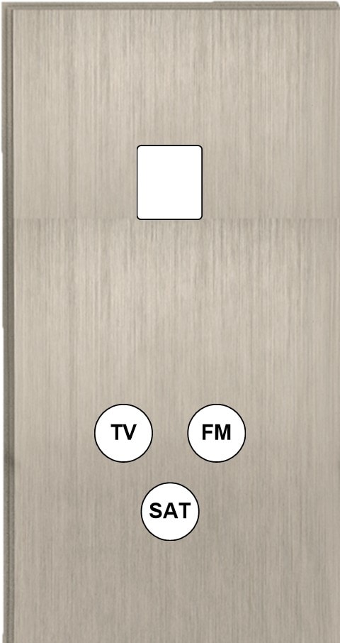 MODELEC - Façade Empreintes ANGLE Nickel Satiné Double Verticale 1 Média Prise TV FM SAT