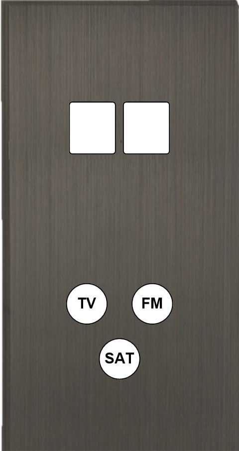 MODELEC - Façade Empreintes ANGLE Canon Fusil Double Verti Double Média Prise TV FM SAT M