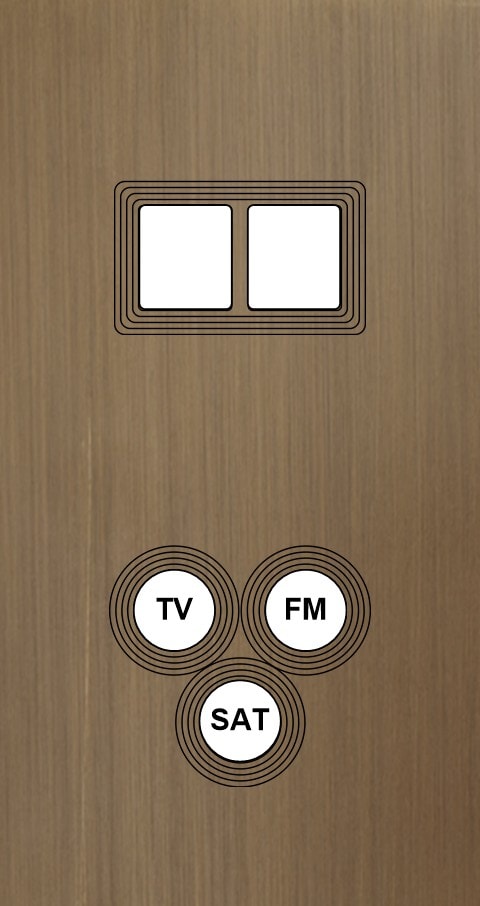 MODELEC - Façade Empreintes VOLUME Vieux Bronze Double Verti Double Média Prise TV FM SAT