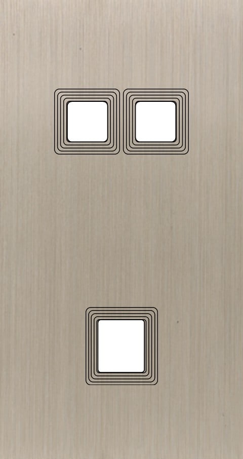 MODELEC - Façade Empreintes VOLUME Nickel Satiné Double Verti 2 boutons carrés 1 Média M