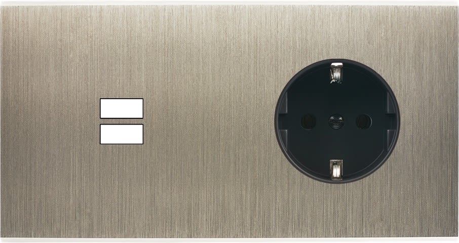 MODELEC - Façade Confidence Laiton Acier Brosse Double Horizontale U1 PCK