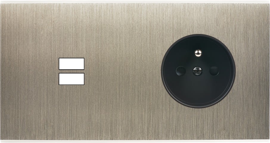 MODELEC - Façade Confidence Laiton Acier Brosse Double Horizontale U1 PC