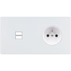MODELEC - Façade "M" Blanc Mat Double Horizontale 1 Chargeur USB magnétique