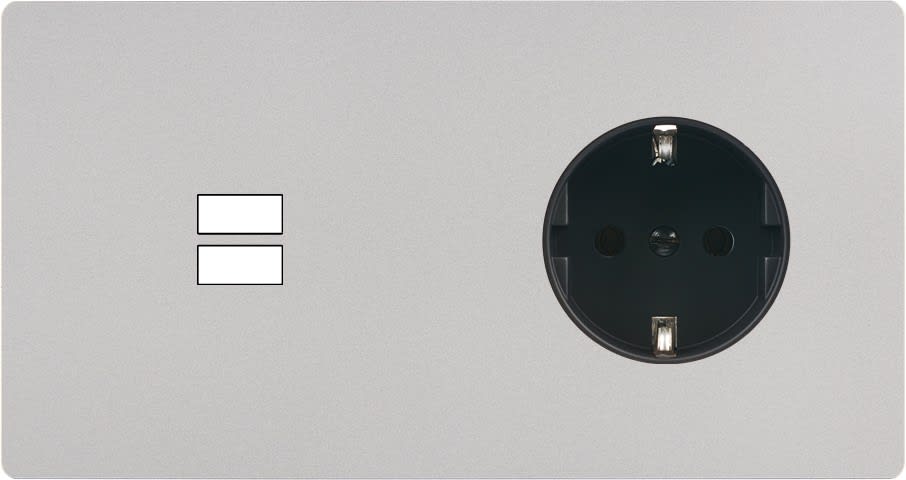 MODELEC - Façade "M" Nickel Sable Double Horizontale 1 Chargeur USB P magnétique