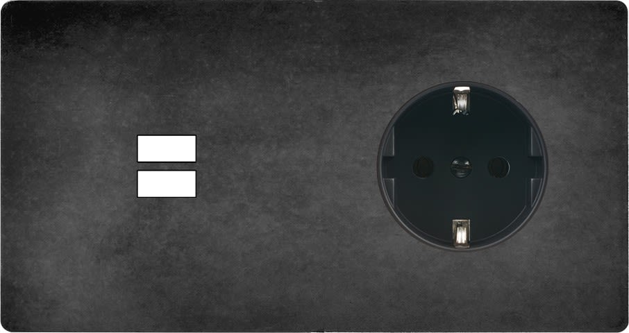 MODELEC - Façade "M" Acier Verni Double Horizontale 1 Chargeur USB P magnétique