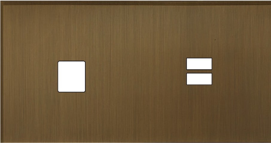 MODELEC - Façade Empreintes ANGLE Vieux Bronze Double Horizontale 1 Média Chargeur USB