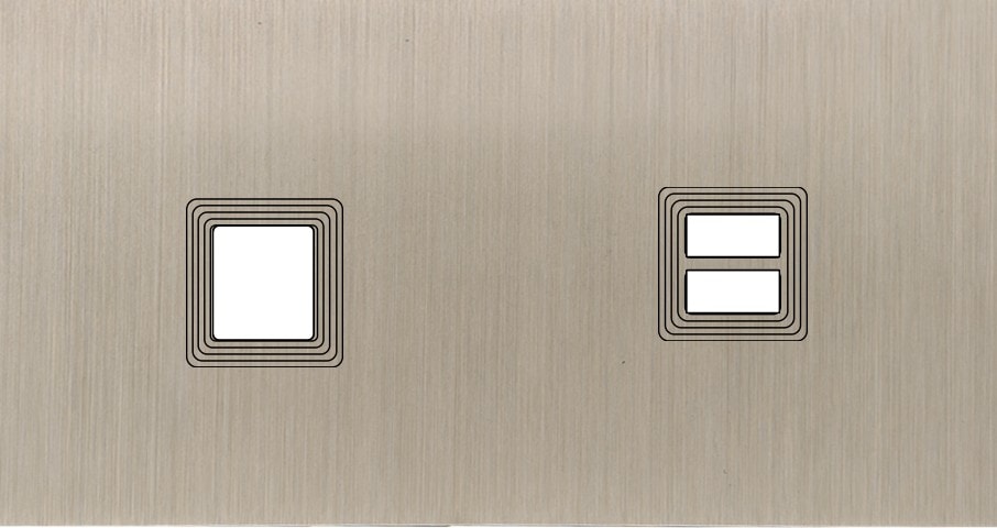 MODELEC - Façade Empreintes VOLUME Nickel Satiné Double Horizontale 1 Média Chargeur USB