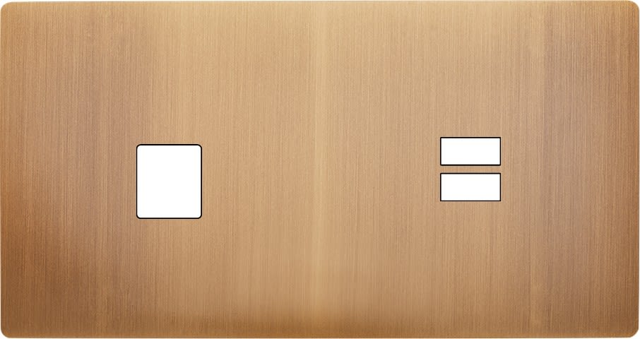 MODELEC - Façade "M" Laiton Vieux Bronze Double Horizontal 1 Media 1 Chargeur USB magnétiq