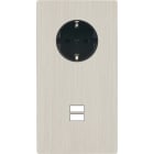 MODELEC - Façade "M" Nickel Brosse Double Verticale 1 Prise Schuko 1 Chargeur USB magnétiq