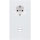 MODELEC - Façade "M" Blanc Mat Double Verticale 1 Prise Schuko 1 Chargeur USB magnétique