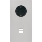 MODELEC - Façade "M" Nickel Sable Double Verticale 1 Prise Schuko 1 Chargeur USB magnétiq